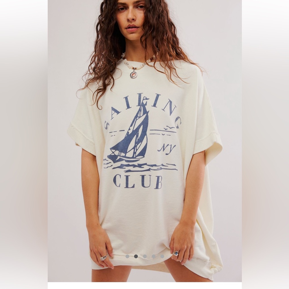 Free People Sailing Club oversized Graphic Tee